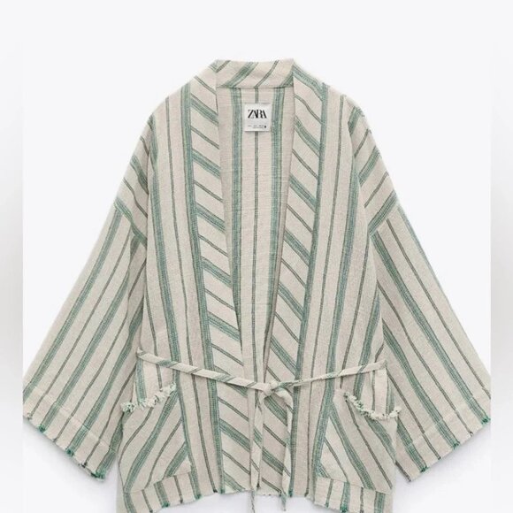 NWT Zara Woman The Beth Rustic Kimono Jacket Sz L - Picture 3 of 4